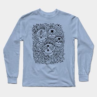 Skulls Family Floral Nature Doodle Long Sleeve T-Shirt